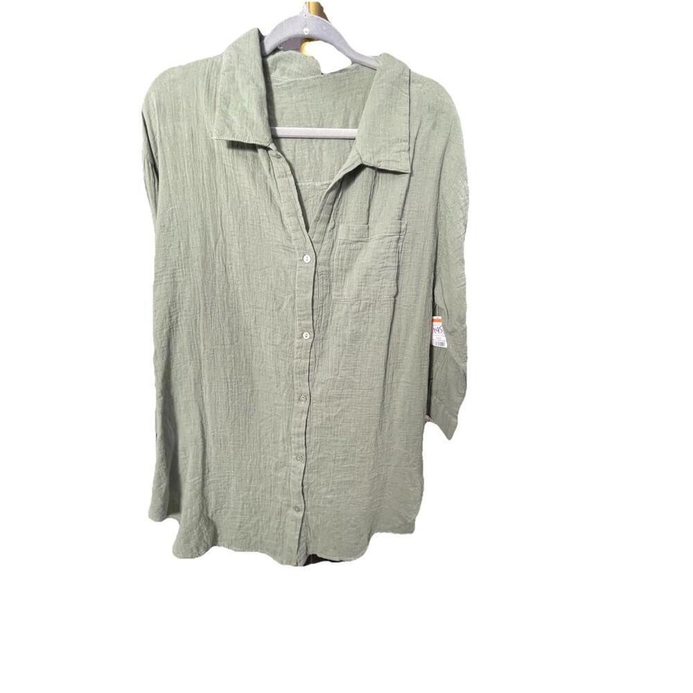 Boho Me Women’s Size Large Green Tunic Top 100% Cotton